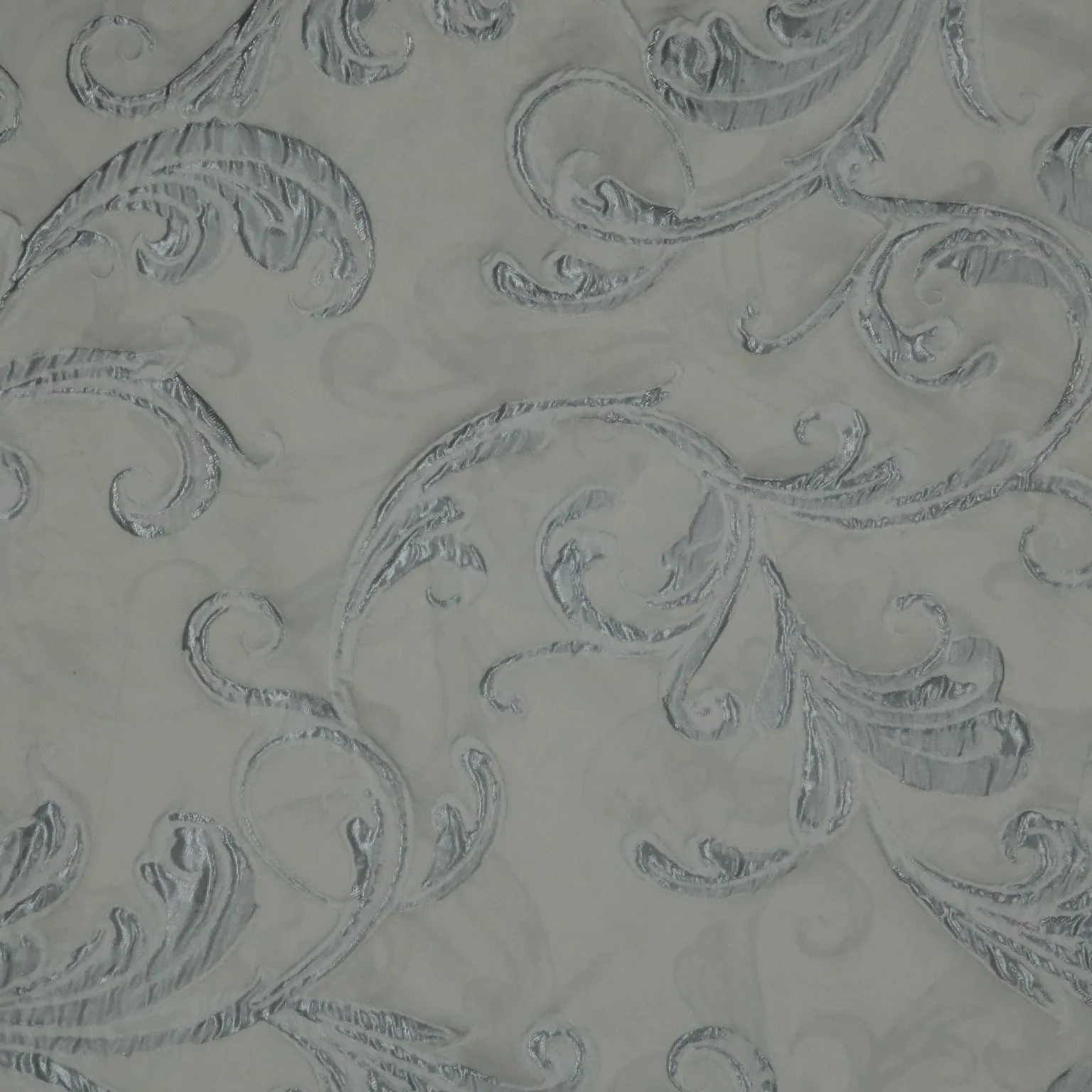 Silver Floral Abstract Brocade Fabric