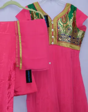 Suit 5244 Pink Georgette Anarkali Salwar Kameez Dupatta (M) Indian Shieno Sarees