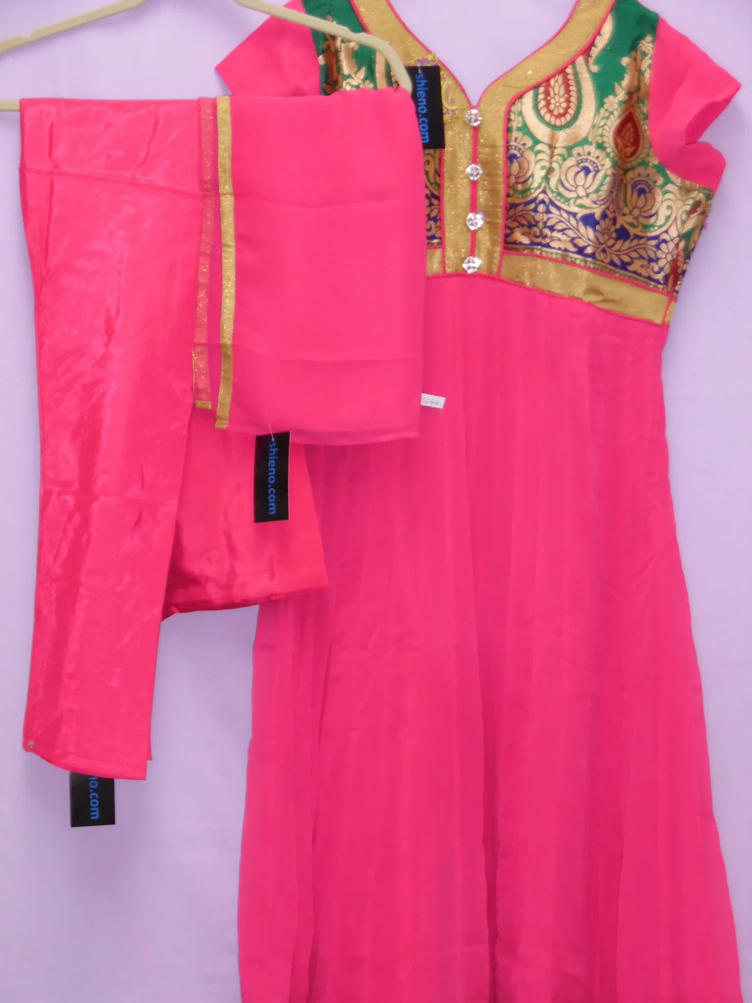 Suit 5244 Pink Georgette Anarkali Salwar Kameez Dupatta (M) Indian Shieno Sarees