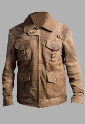 The Expendables 2 Jason Statham Movie Distress Leather Jacket