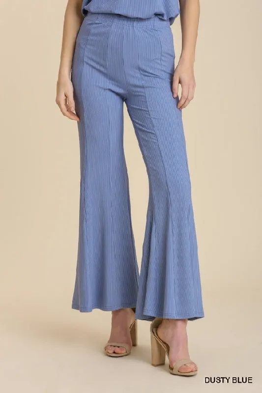 Umgee Soft Flare Bell Pants - Dusty Blue