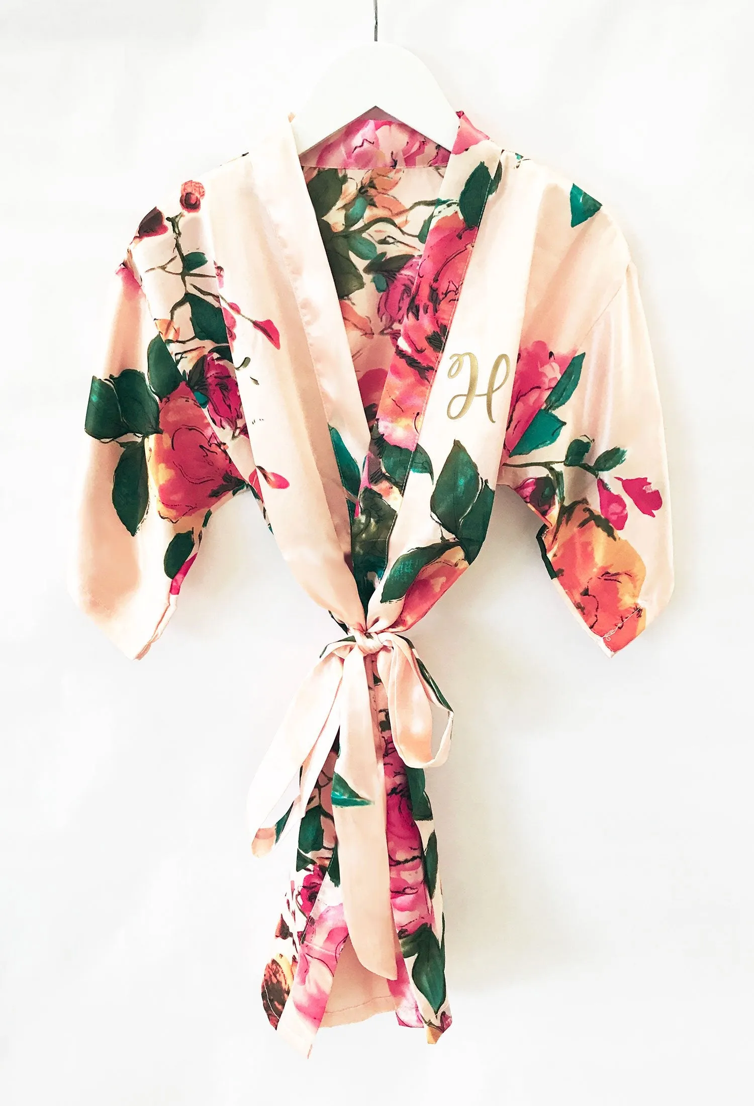 Watercolor Floral Child Monogram Robe