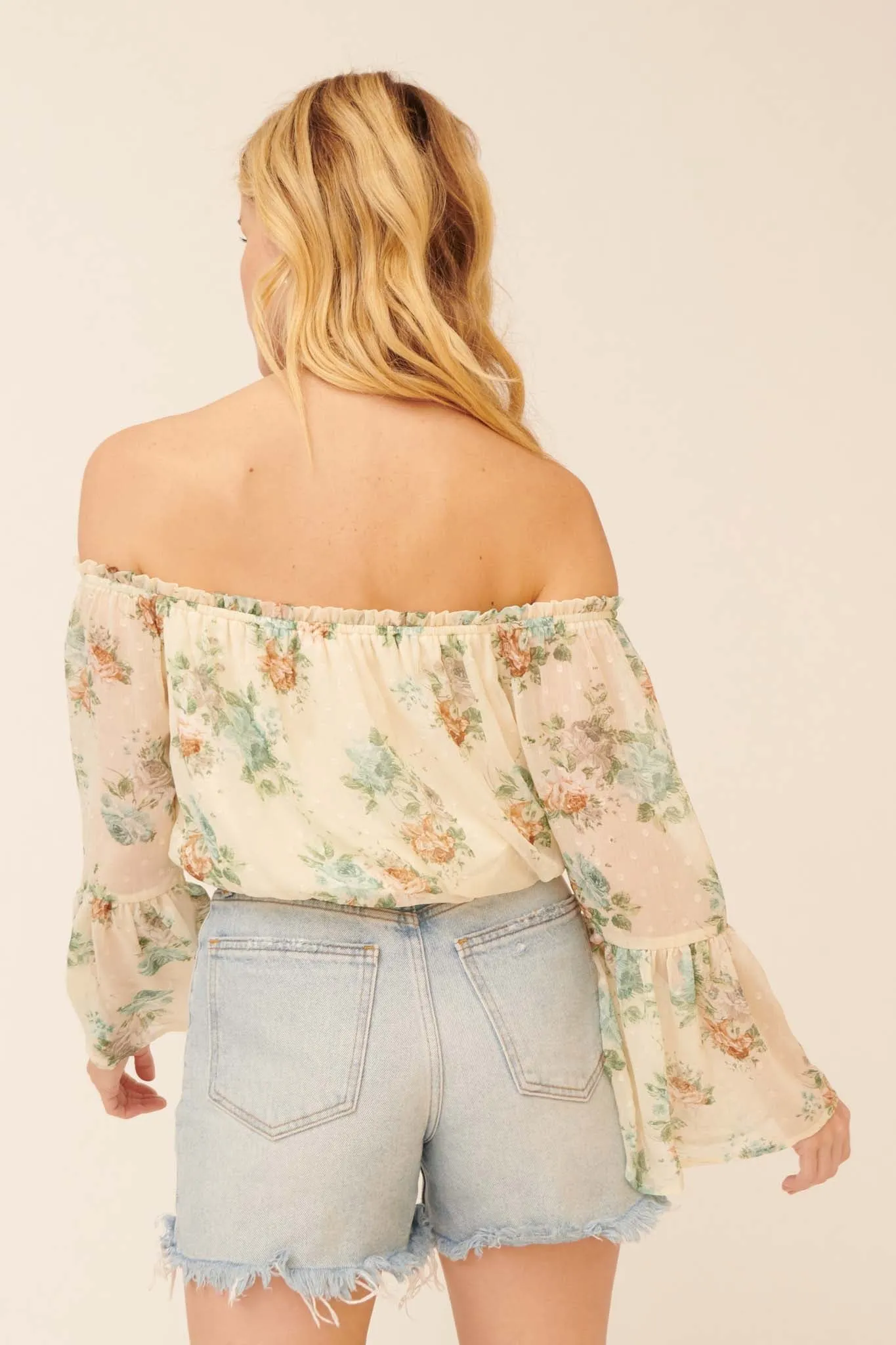 Wild Roses Off-Shoulder Floral Peasant Top