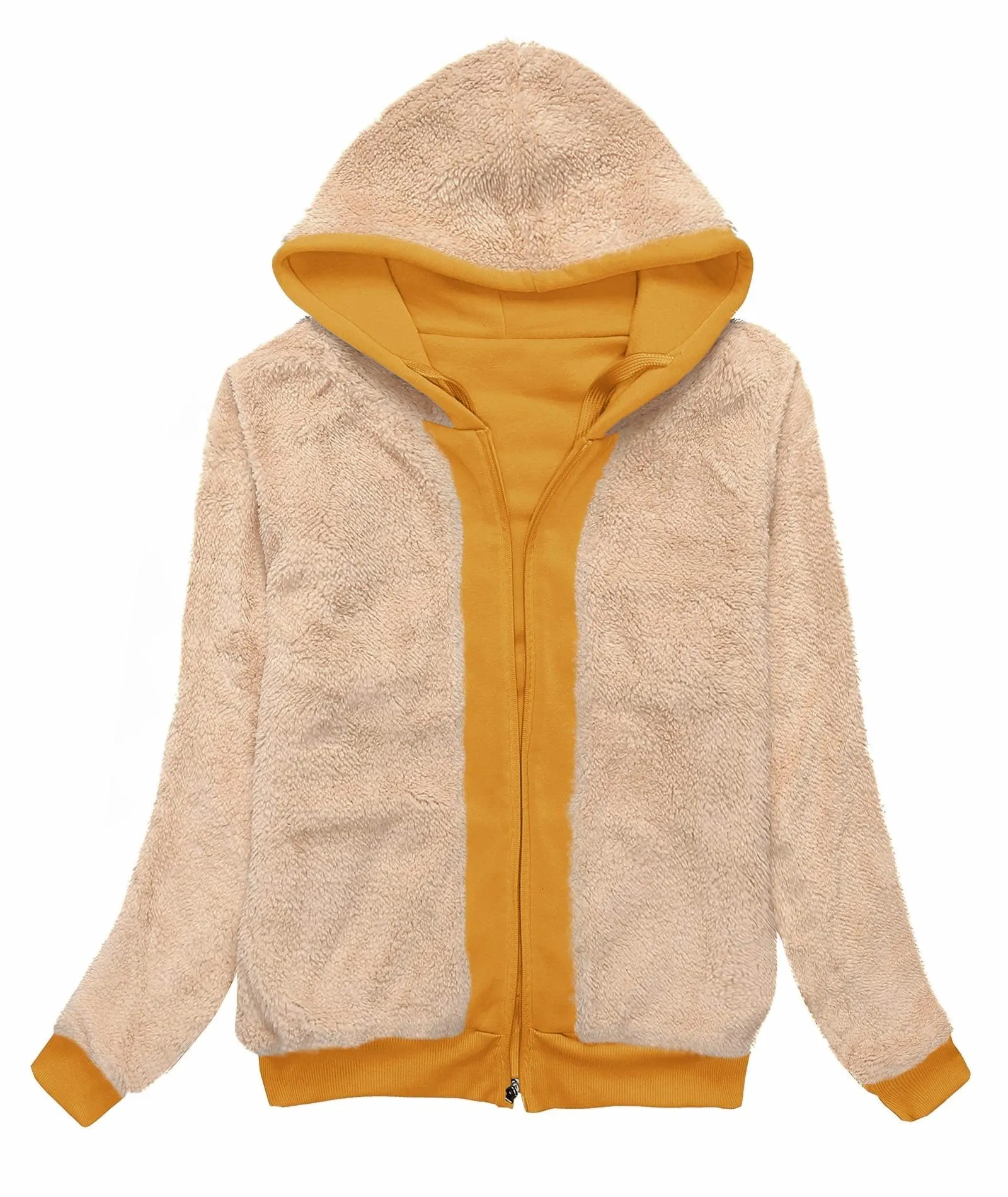 Women's Sherpa Lined Fleece Zip-Up Hoodie-ZPK006050