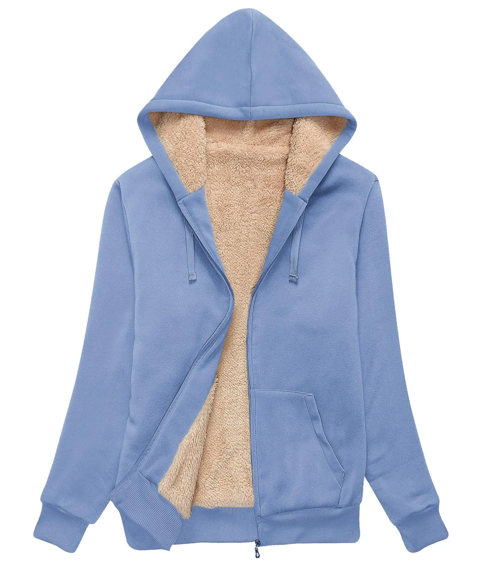 Women's Sherpa Lined Fleece Zip-Up Hoodie-ZPK006050