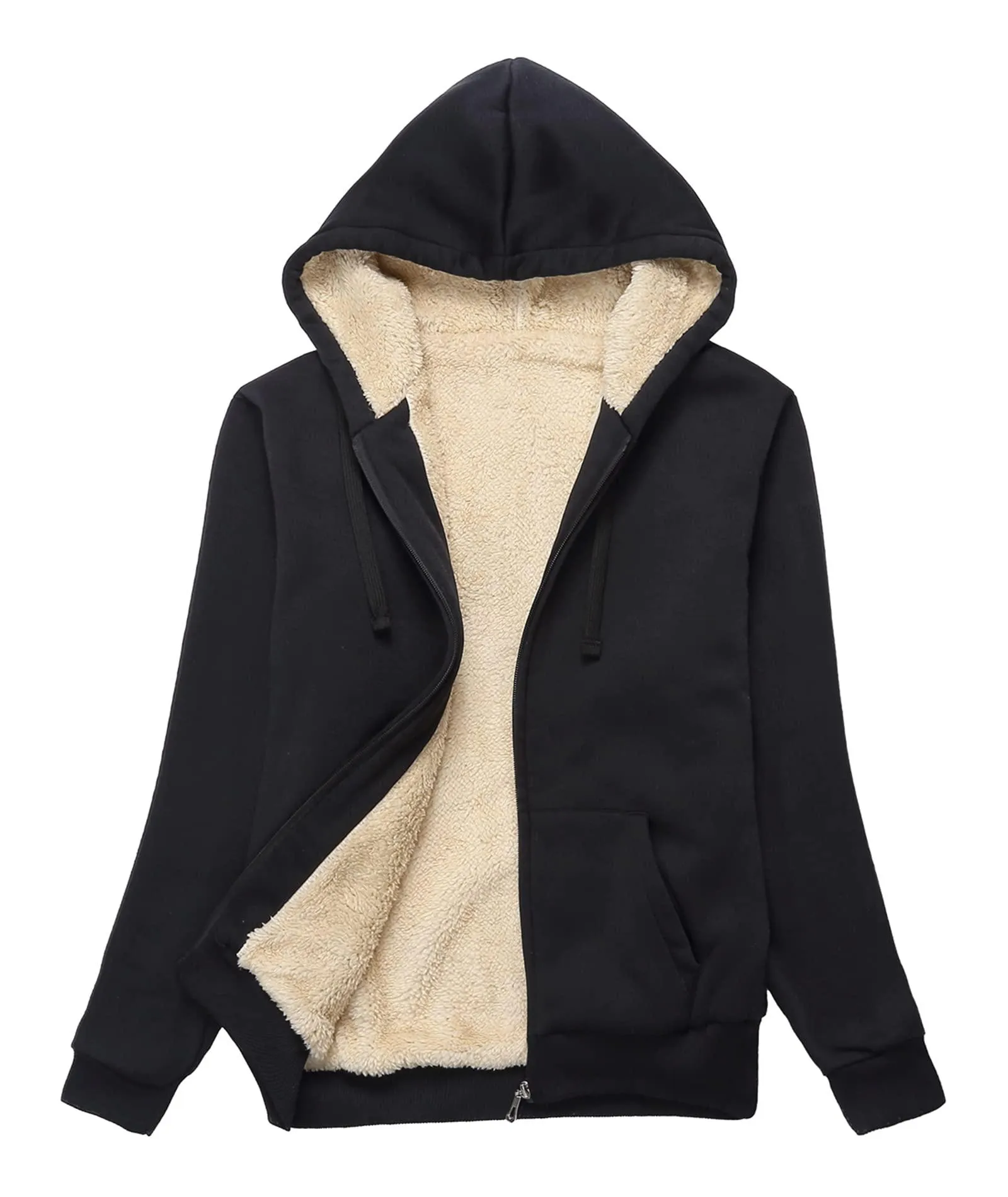 Women's Sherpa Lined Fleece Zip-Up Hoodie-ZPK006050