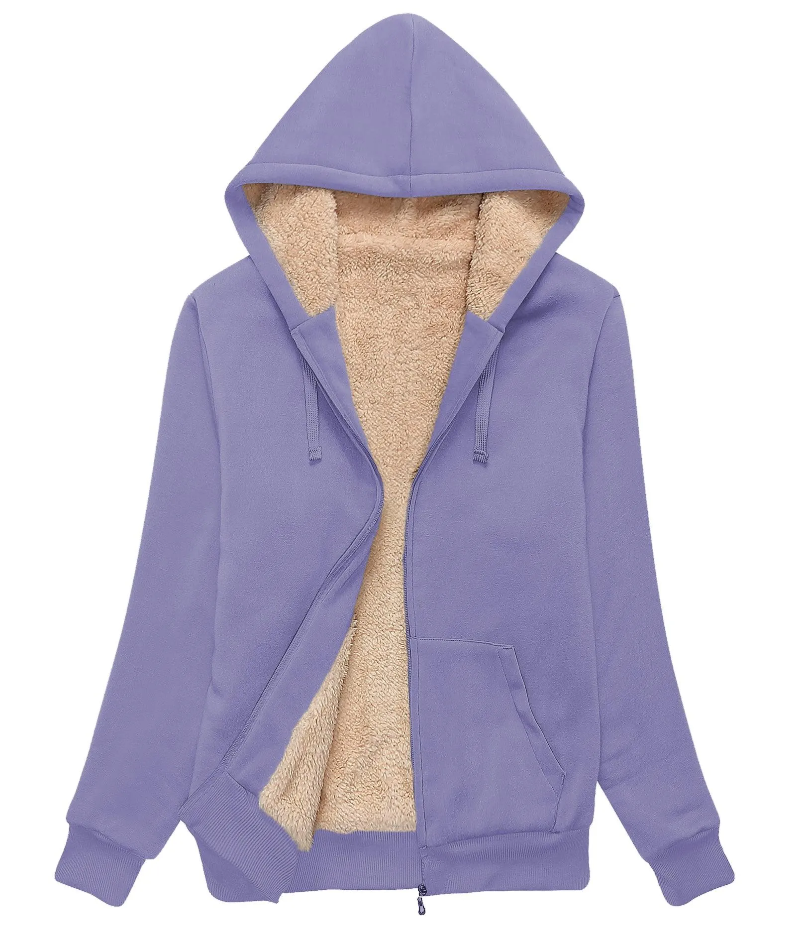 Women's Sherpa Lined Fleece Zip-Up Hoodie-ZPK006050