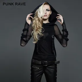 Women's Straps Hooded Mesh Tops