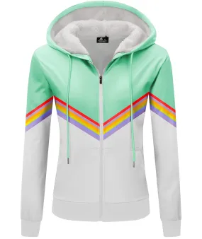 Women's Winter Drawstring Zip-Up Fleece Hoodie-ZPK006148