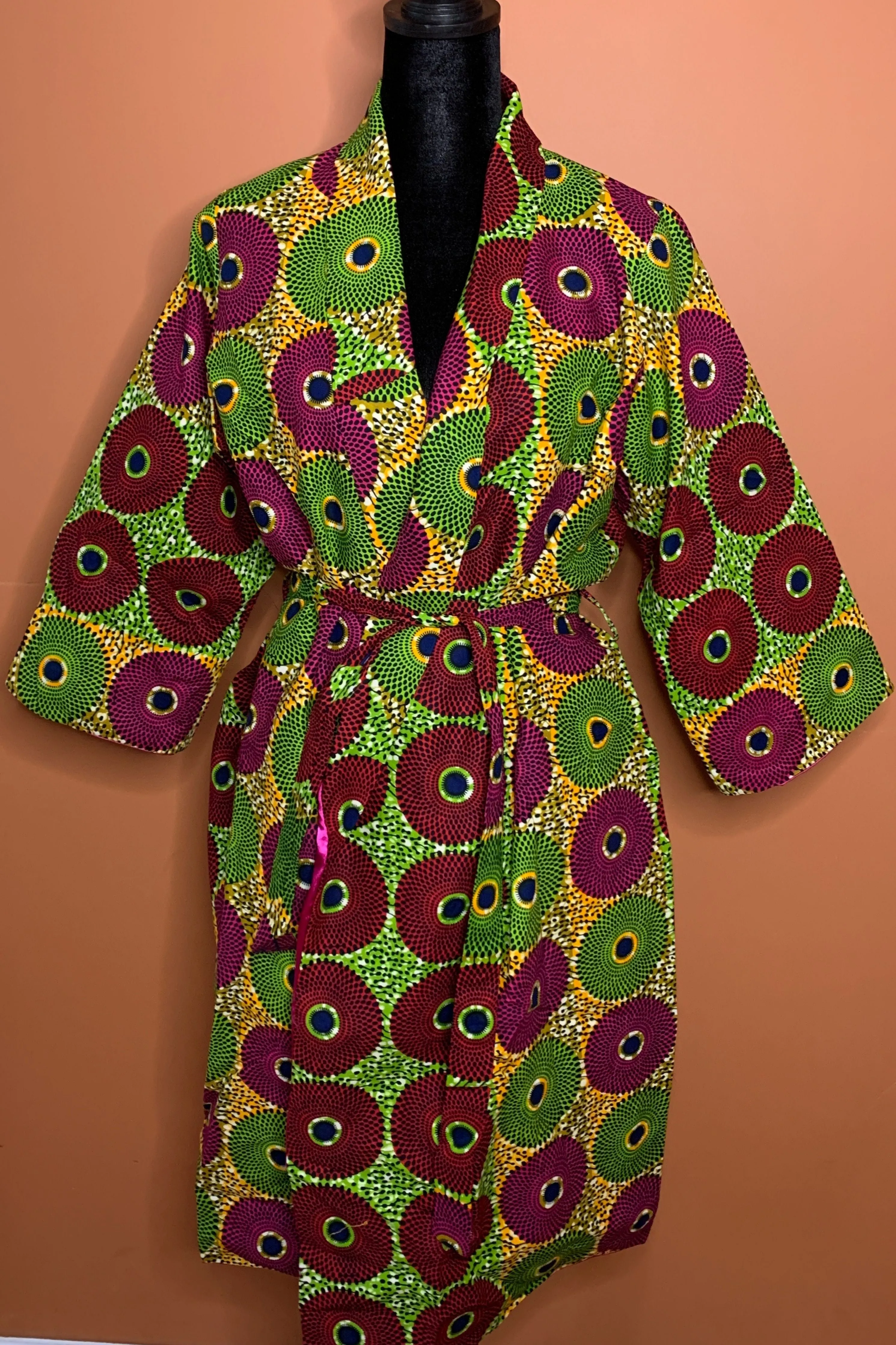 Yaa African Print Satin Robe