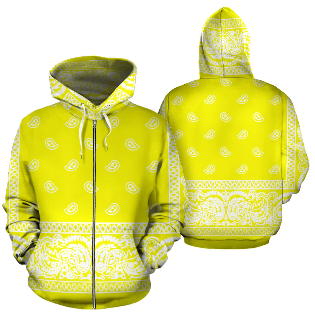 Yellow Bandanna Zip Up Hoodies